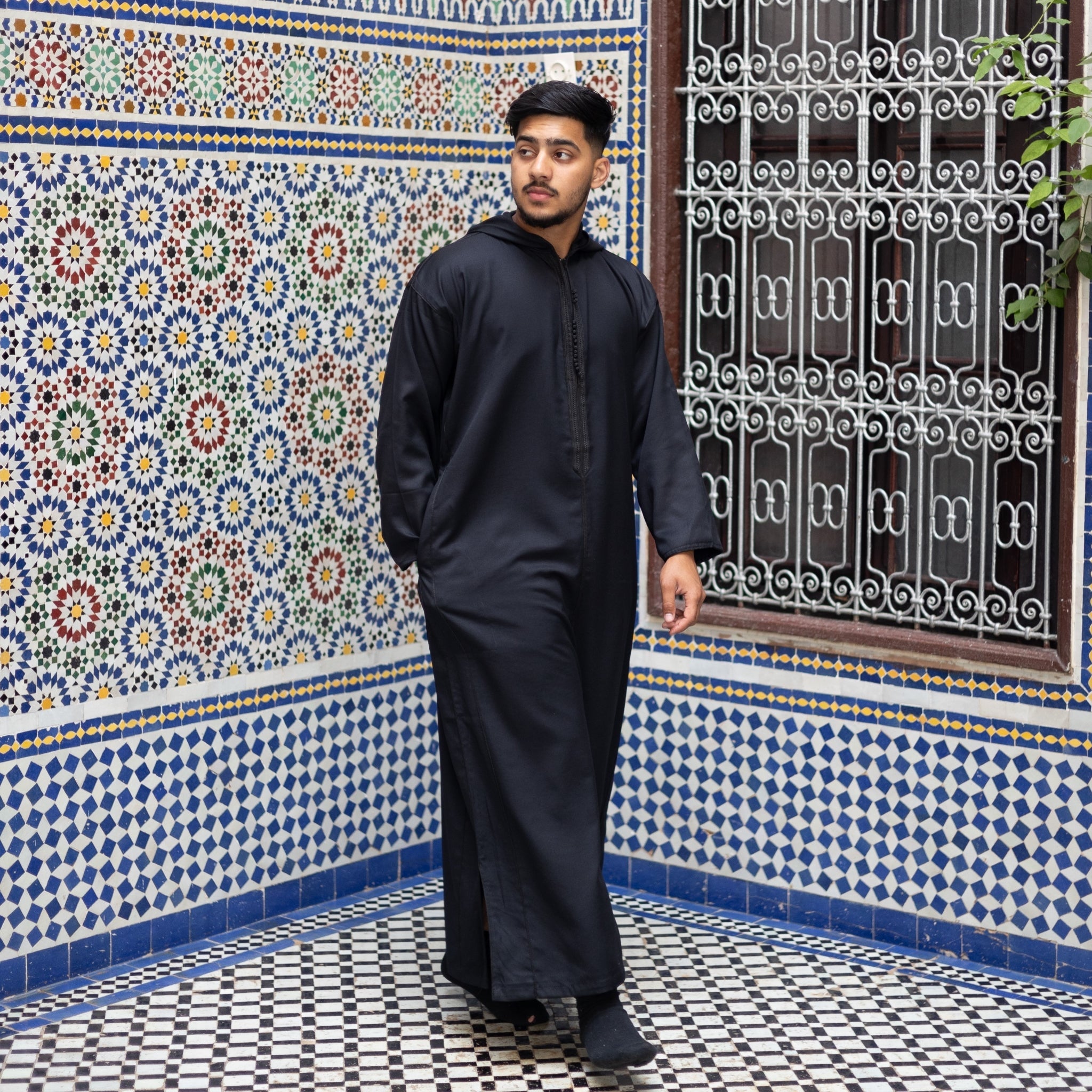 Black Fez Moroccan Djellaba