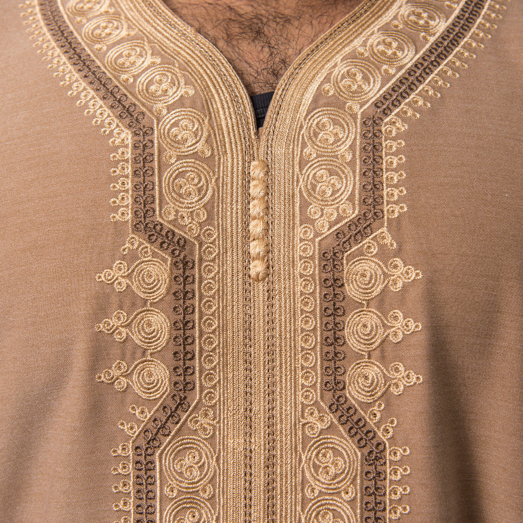 Brown Short Sleeve Moroccan Thobe