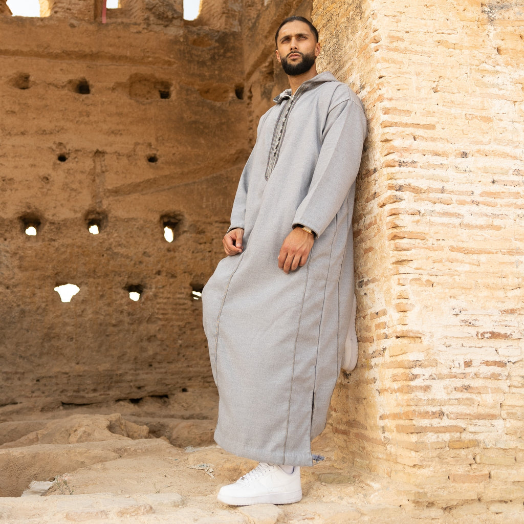 Light Grey Luxe Wool Moroccan Thobe