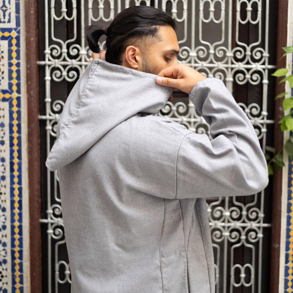 Light Grey Luxe Wool Moroccan Thobe
