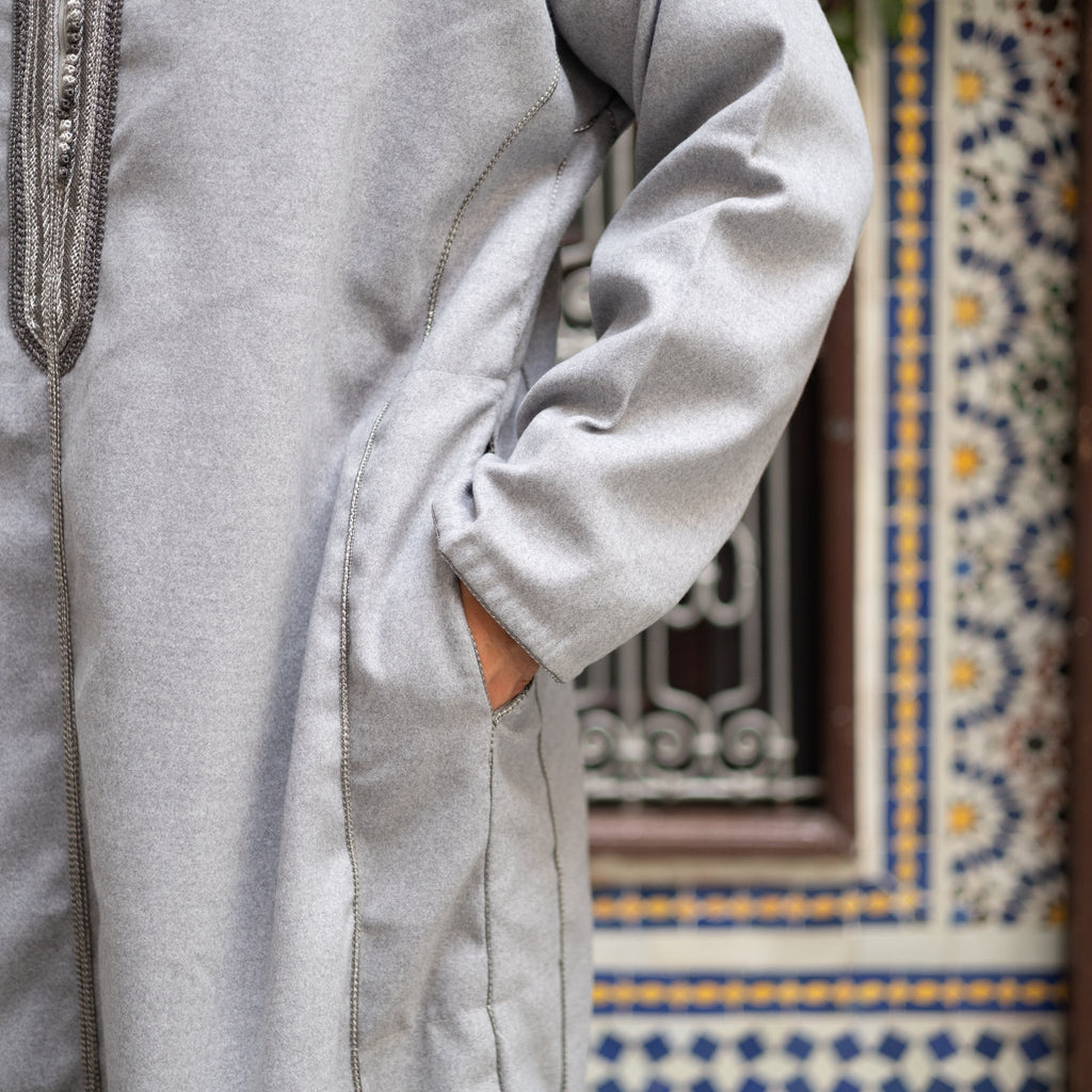 Light Grey Luxe Wool Moroccan Thobe