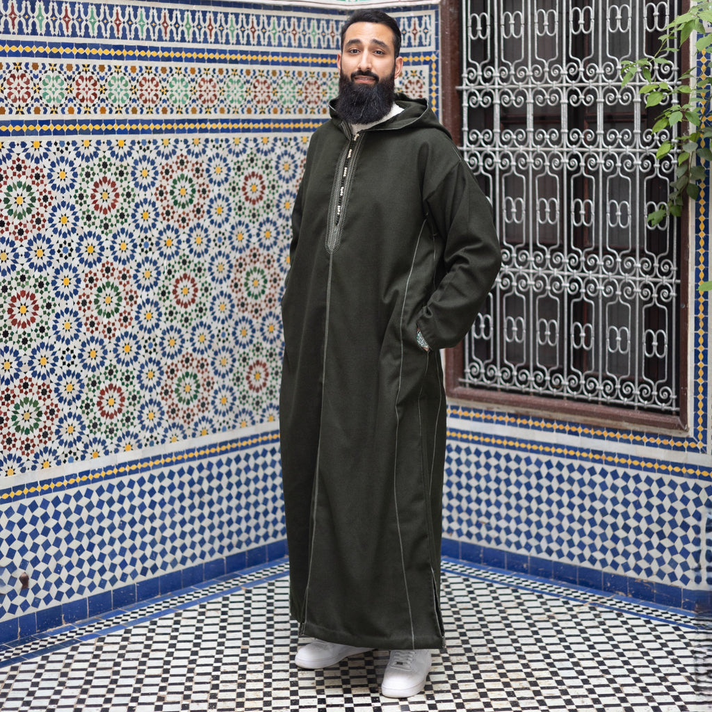 Olive Luxe Wool Moroccan Thobe