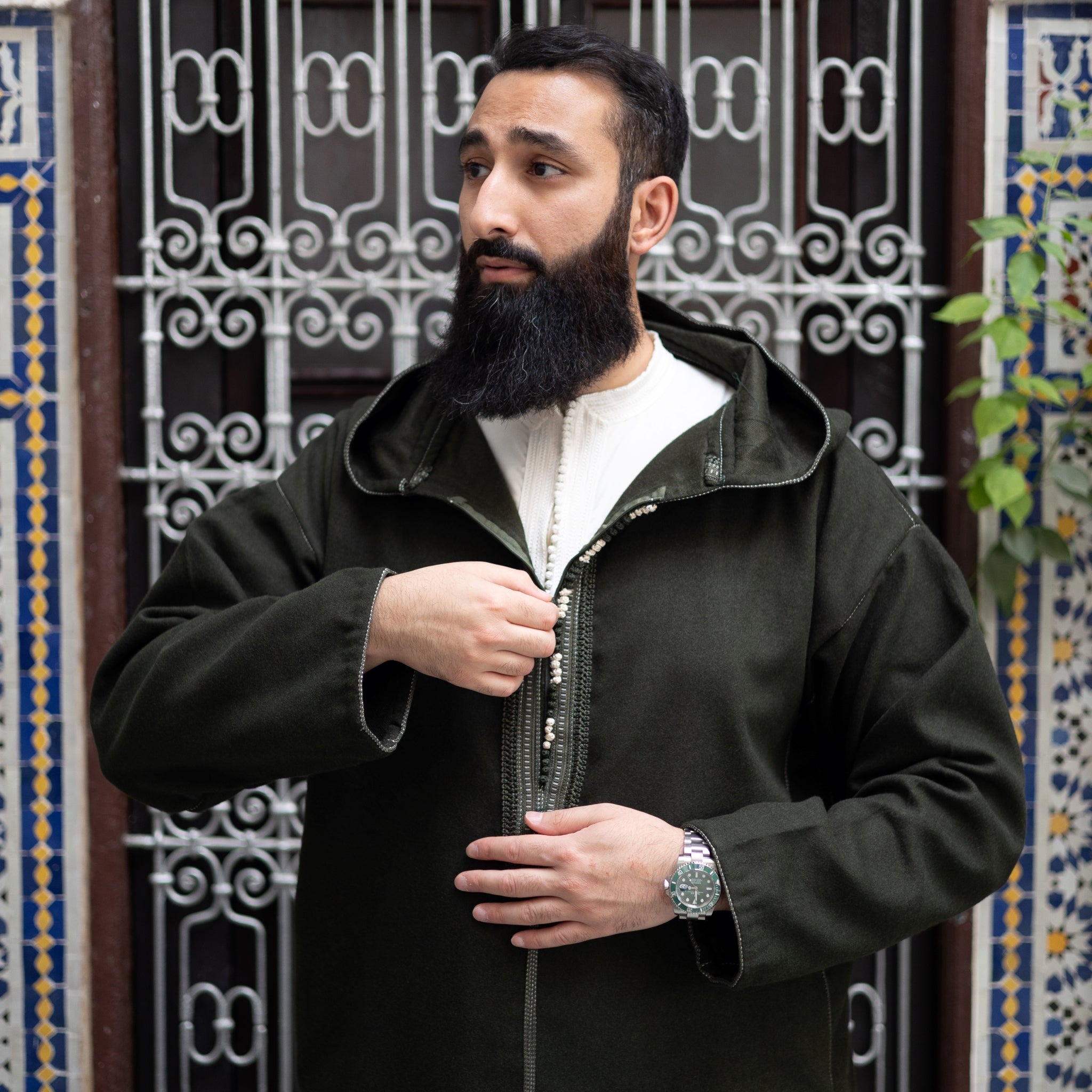 Olive Luxe Wool Moroccan Thobe