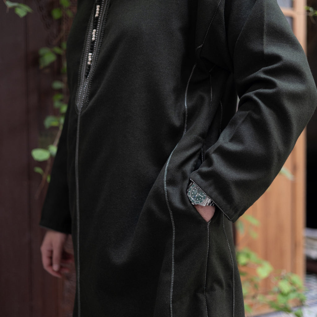 Olive Luxe Wool Moroccan Thobe
