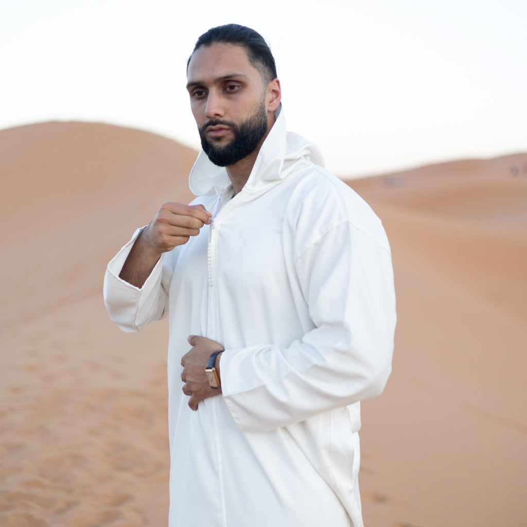 Pure White Fez Moroccan Djellaba