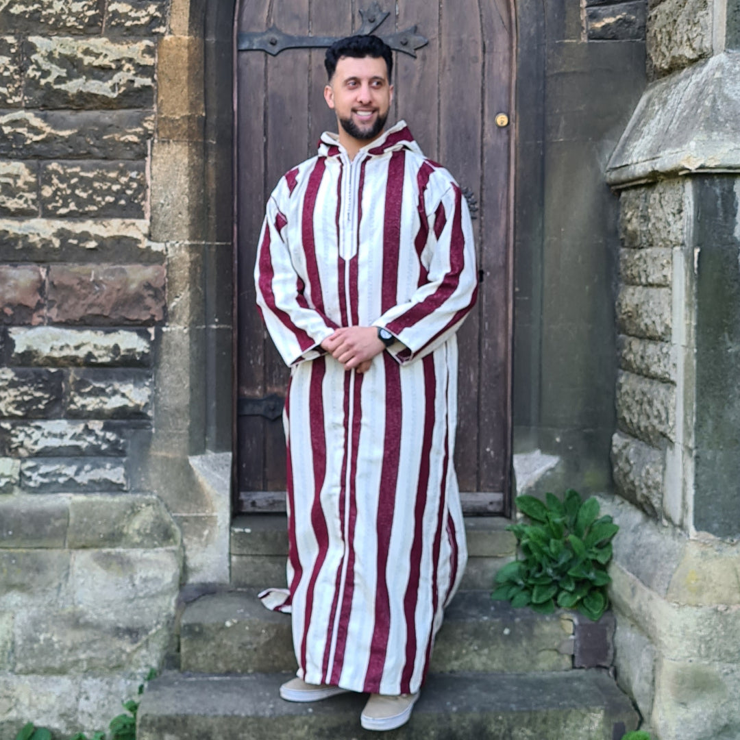 Red Stripe Thick Wool Moroccan Thobe
